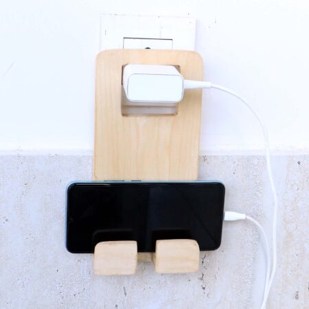 Wooden Wall Socket Mobile Phone Charging Rack Stand Holder - Image 4