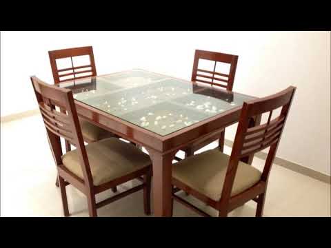 Dining Table Design Wooden Glass Top 01 2