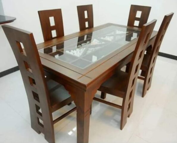 Dining Table Design Wooden Glass Top 3