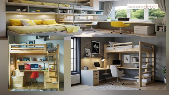 Loft Bed with Wooden Study Tables