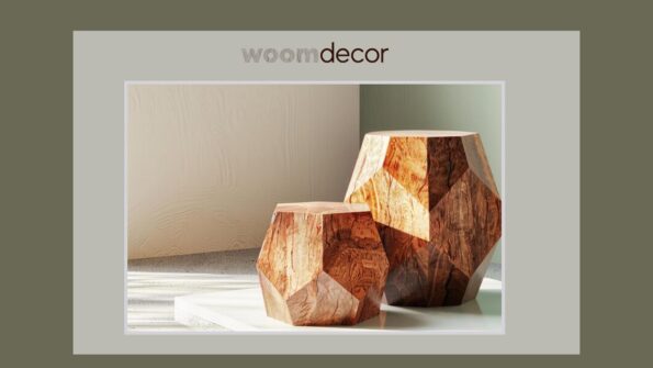 Geometric Wooden Side Table