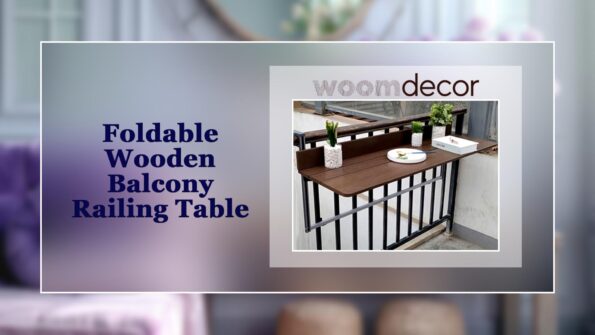 Foldable Wooden Balcony Railing Table