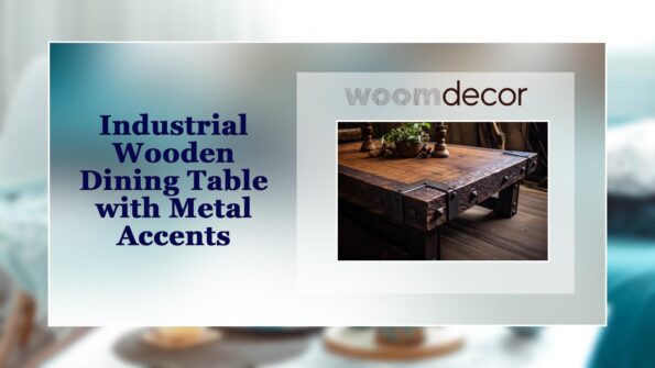 Industrial Wooden Dining Table with Metal Accents