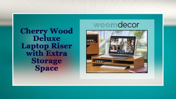 Cherry Wood Deluxe Laptop Riser with Extra Storage