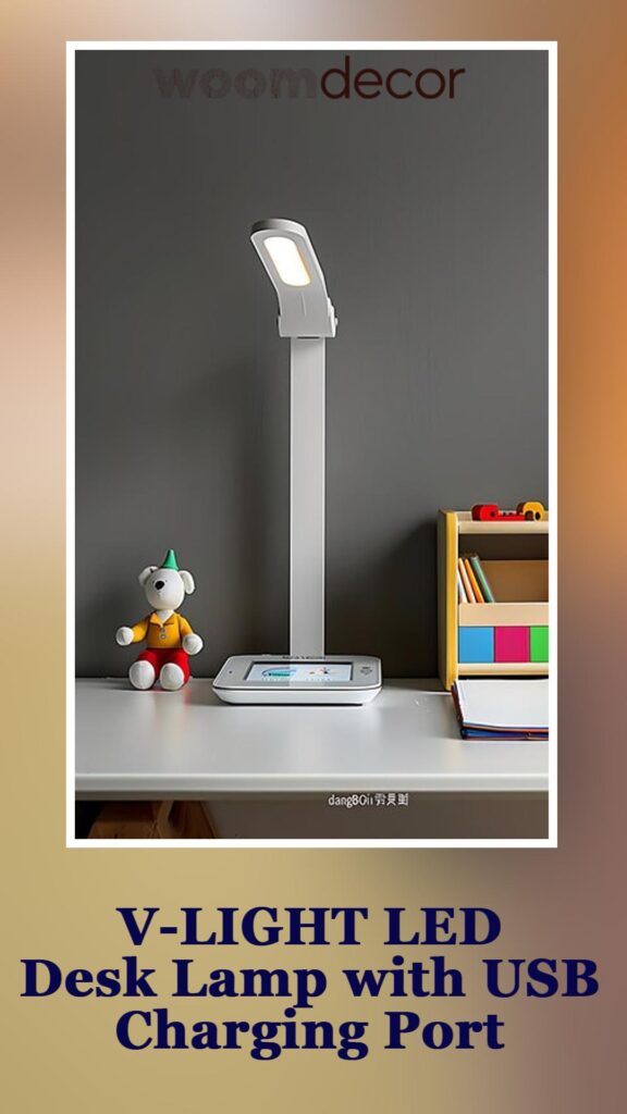 V LIGHT LED Desk Lamp with USB Charging Port