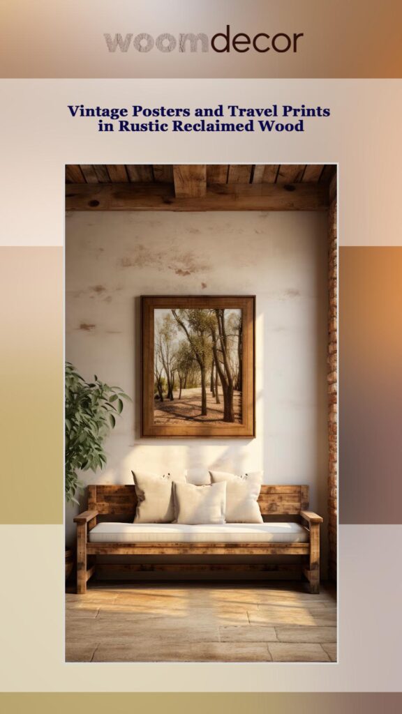 Vintage Posters and Travel Prints in Rustic Reclaimed Wood