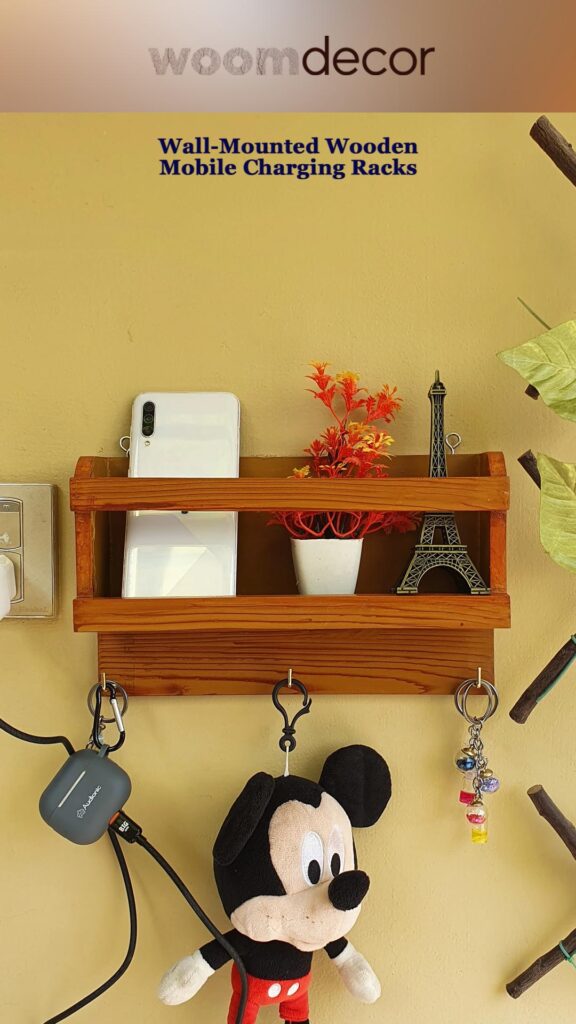 Stylish 05 Wooden Mobile Charging Racks For Modern Homes 3 Wall Mounted Wooden Mobile Charging Racks