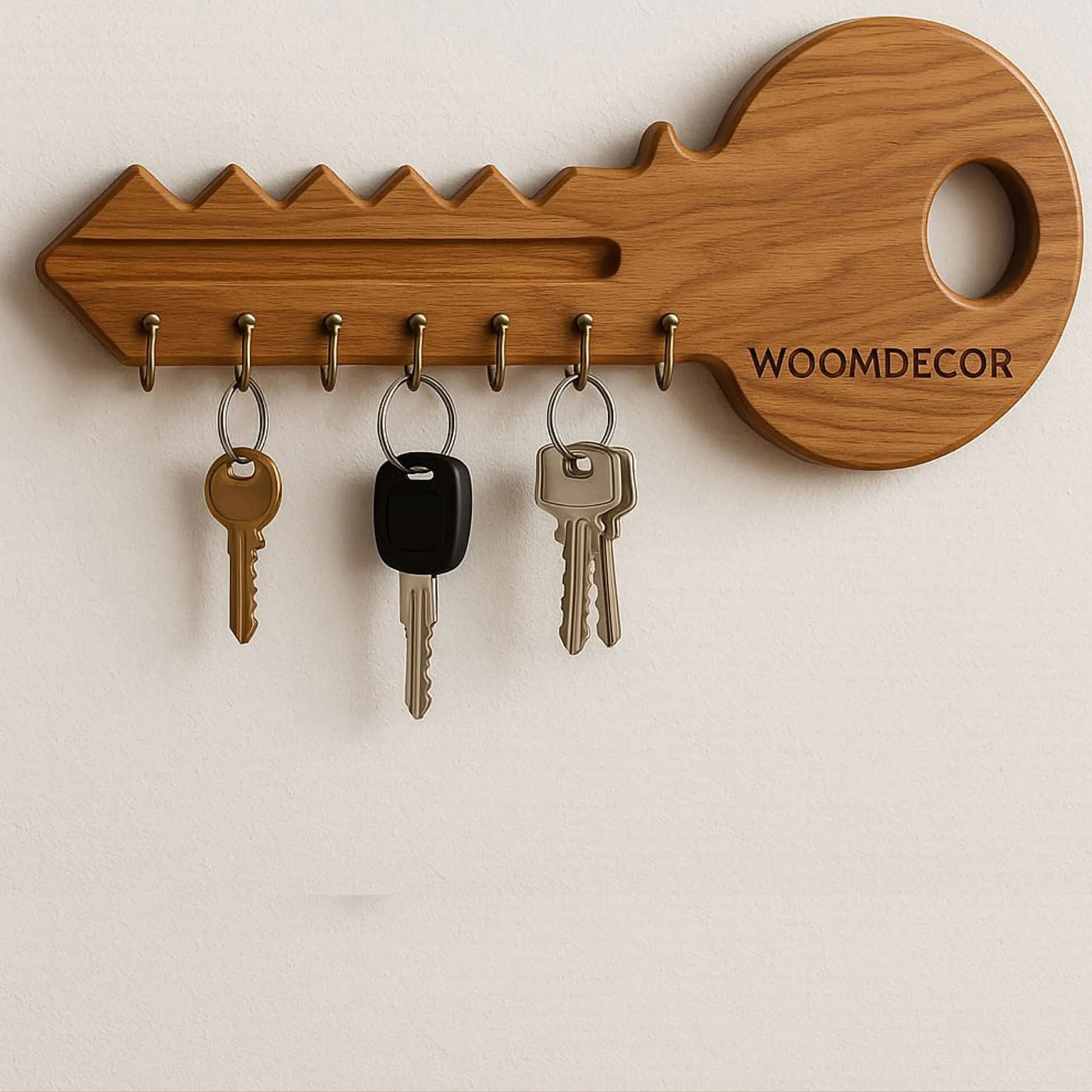 Buy Teak Wood Wall Key Holder - Premium Sagwan 8-Hook Organizer