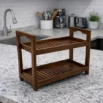 Premium Teak Wood Kitchen Rack - 2 Tier Storage Shelf | Multipurpose Spice, Vegetable & Jar Organizer 6 WOOMDECOR KICTHAN STAND 5