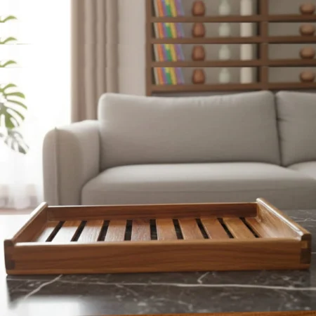 Elevate Your Workspace with the Ergonomic Primum Sagwan Wood strep tray - Image 4