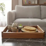 Elevate Your Workspace with the Ergonomic Primum Sagwan Wood strep tray 5 WOOMDECOR TRAY