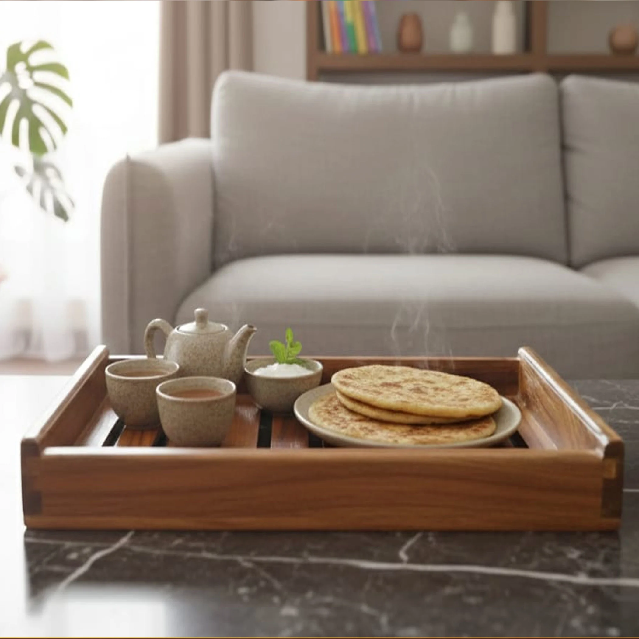 Elevate Your Workspace with the Ergonomic Primum Sagwan Wood strep tray - Image 3