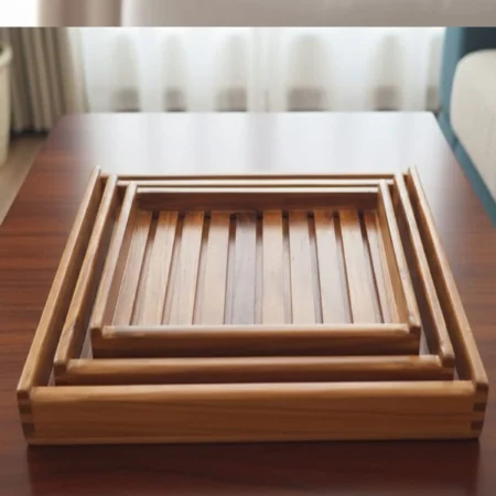 Elevate Your Workspace with the Ergonomic Primum Sagwan Wood strep tray - Image 2