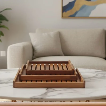Elevate Your Workspace with the Ergonomic Primum Sagwan Wood strep tray - Image 1