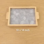 Pine Wood Serving Tray - Acrylic Handle 3-Piece Set 5 WOOMDECOR acrylic PAIN WOOD-tray-12