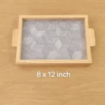 Pine Wood Serving Tray - Acrylic Handle 3-Piece Set 4 WOOMDECOR acrylic PAIN WOOD-tray-12