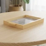 Pine Wood Serving Tray - Acrylic Handle 3-Piece Set 9 WOOMDECOR acrylic PAIN WOOD-tray-12