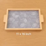 Pine Wood Serving Tray - Acrylic Handle 3-Piece Set 6 WOOMDECOR acrylic PAIN WOOD-tray-12