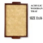 Teak Wood Trays For Serving Premium Acrylic Sides 4 WOOMDECOR acrylic SAGWAN-tray-2
