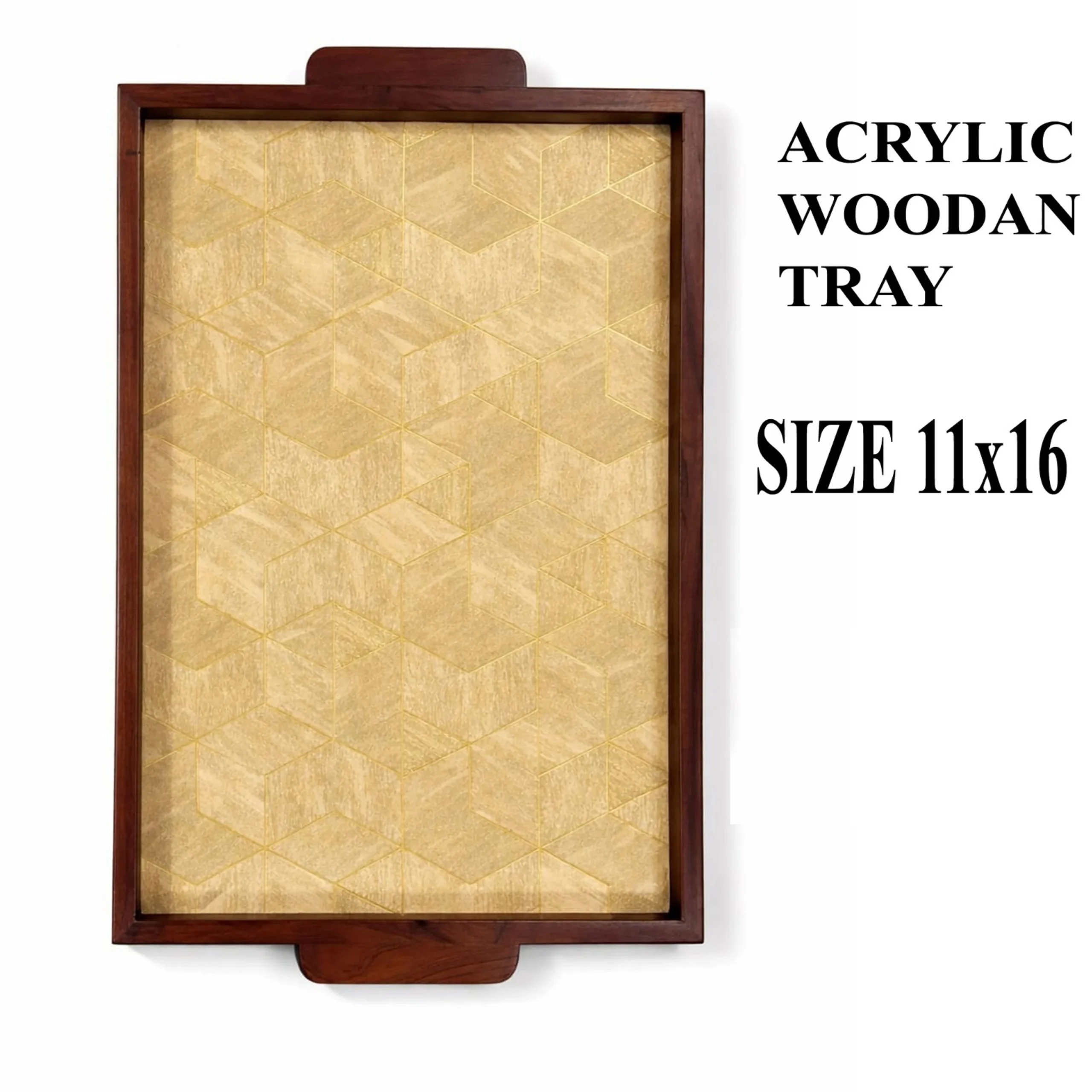 Teak Wood Trays For Serving Premium Acrylic Sides - Image 3
