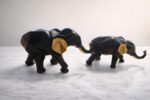 Geometric White & Gold Elephant Figurine Set - Pack of 2 Ceramic Elephant 3 pair of elephant 1
