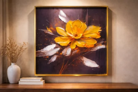 Handmade Flower Canvas Wall Painting – Floral Wall Art for Living Room Decor