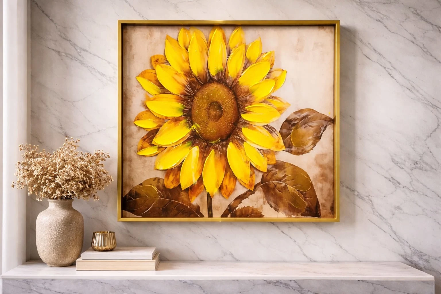 3D Textured Sunflower Canvas Painting 🌻 – Handmade Petals Floral Wall Art 1 wall canvas panting 7