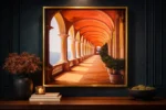 Italian Arched Corridor Canvas Painting – Sunset Architecture Framed Canvas Wall Art 4 wall canvas panting 9