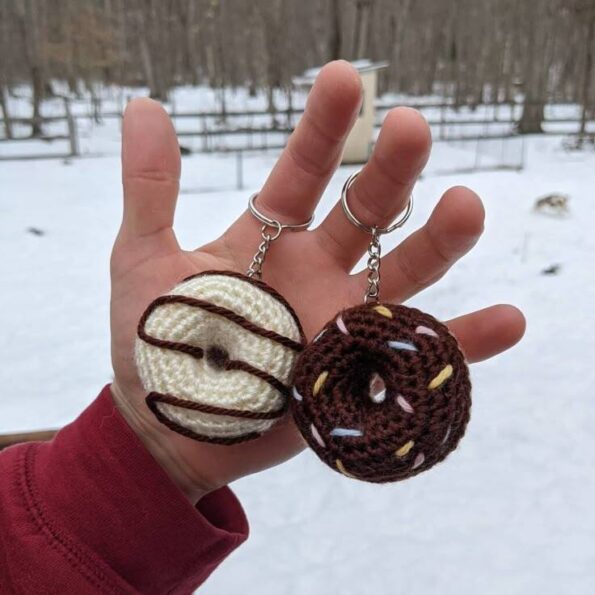 20+ Cute Free Crochet Keychain Patterns You Can Make Today 5 food crochet keychain patterns free donut