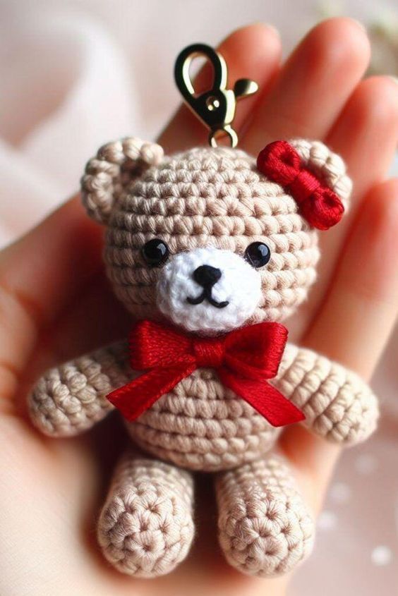 20+ Cute Free Crochet Keychain Patterns You Can Make Today 4 amigurumi crochet keychain pattern free bear
