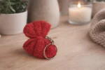 Handmade Crochet Red Bow & Butterfly Keychain – Crochet Red Ribbon Key Chain Gift 3 buterfly key chan 1