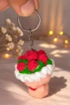 Handmade Crochet Flower Bouquet Keychain – Mini Floral Keychain Gift 3 gulab buke key chan 1