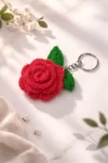 Handmade Crochet Rose Keychain – Cute Floral Key Chain Gift (Pack of 1)