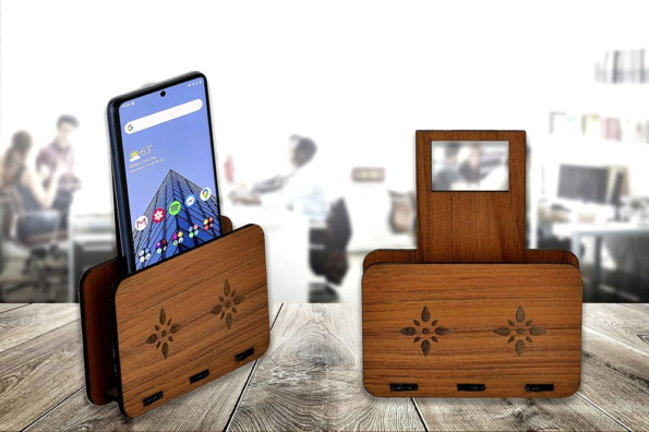 Mobile Stand for Home: Best Wooden Wall-Mounted Options in India (2026) 2 wooden mobile charging stand for home India