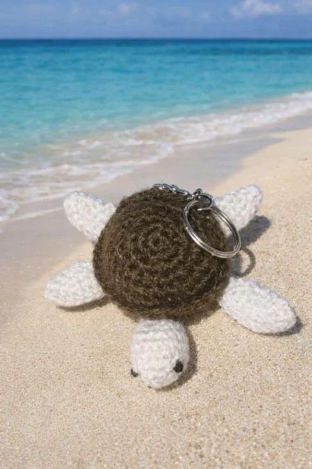 Handmade Amigurumi Turtle Keychain – Crochet Mini Turtle Key Chain Gift (Pack of 1)